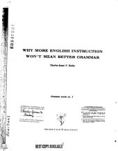 book Why More English Instruction Won't Mean Better Grammar