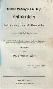 book Ritter Ludwigs von Eyb Denkwürdigkeiten brandenburgischer (hohenzollerscher) Fürsten