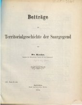 book Beiträge zur Territorialgeschichte der Saargegend