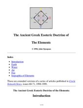 book The Ancient Greek Esoteric Doctrine of The Elements