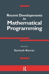 book Recent Developments in Mathematical Programming