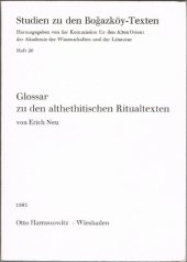 book Glossar zu den althethitischen Ritualtexten (Studien zu den Bogazkoy-Texten)