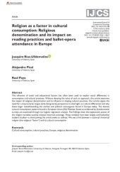 book Religion as a factor in cultural consumption: Religious denomination and its impact on reading practices and ballet-opera attendance in Europe