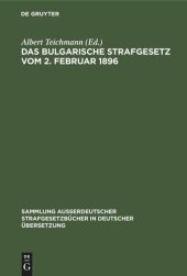 book Das Bulgarische Strafgesetz vom 2. Februar 1896