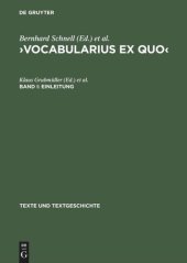 book ›Vocabularius Ex quo‹: Band I Einleitung