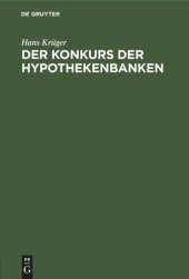 book Der Konkurs der Hypothekenbanken