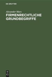 book Firmenrechtliche Grundbegriffe