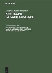 book Kritische Gesamtausgabe: Band 8 Vorlesungen über die Lehre vom Staat