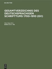 book Gesamtverzeichnis des deutschsprachigen Schrifttums 1700–1910 (GV): Band 75 Ki - Kis