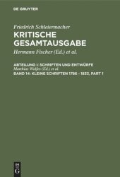 book Kritische Gesamtausgabe: Band 14 Kleine Schriften 1786 - 1833