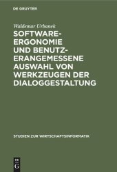 book Software-Ergonomie und benutzerangemessene Auswahl von Werkzeugen der Dialoggestaltung