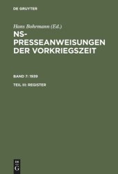 book NS-Presseanweisungen der Vorkriegszeit: Band 7/III 1939. Register