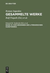 book Gesammelte Werke: Band 13 Vom Erkennen des literarischen Kunstwerks