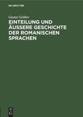 book Einteilung und äussere Geschichte der romanischen Sprachen