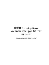 book OSINT Investigations: We know what you did that summer (Cyber Secrets)