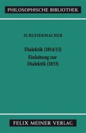 book Dialektik (1814/15). Einleitung zur Dialektik (1833)