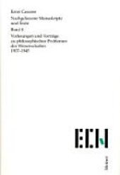 book Vorlesungen und Vorträge zu philosophischen Problemen der Wissenschaften: 1907-1945