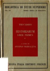 book Thucydidis Historiarum liber primus - Introduzione testo critico e commento con traduzione e indici