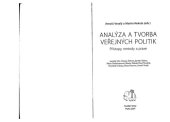 book Analýza a tvorba veřejných politik: přístupy, metody a praxe