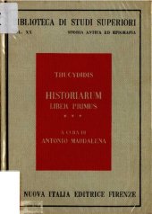 book Thucydidis Historiarum liber primus - Introduzione testo critico e commento con traduzione e indici