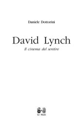 book David Lynch. Il cinema del sentire