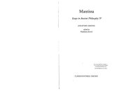 book Mantissa: Essays in Ancient Philosophy IV (Essays in Ancient Philosophy, 4)