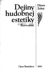 book Dejiny hudobnej estetiky - Étos a afekt.