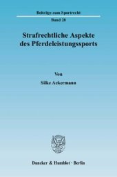 book Strafrechtliche Aspekte des Pferdeleistungssports