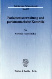 book Parlamentsverwaltung und parlamentarische Kontrolle