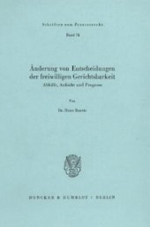 book Änderung von Entscheidungen der freiwilligen Gerichtsbarkeit: Abhilfe, Aufsicht und Prognose