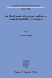 book Zur Beschwerdebefugnis von Verbänden wegen Grundrechtsverletzungen