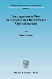 book Der angemessene Preis im deutschen und französischen Übernahmerecht