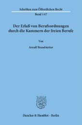 book Der Erlaß von Berufsordnungen durch die Kammern der freien Berufe