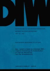 book Bauwirtschaft im Gebiet der ehemaligen DDR –: mögliche Entwicklung der Kostenstruktur im Zuge der Neuordnung nach der Wirtschaftsunion