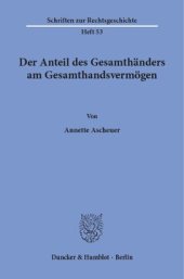 book Der Anteil des Gesamthänders am Gesamthandsvermögen