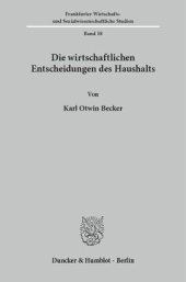 book Die wirtschaftlichen Entscheidungen des Haushalts