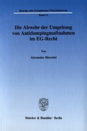 book Die Abwehr der Umgehung von Antidumpingmaßnahmen im EG-Recht