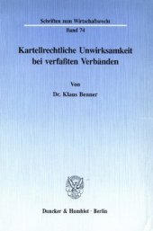 book Kartellrechtliche Unwirksamkeit bei verfaßten Verbänden