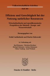 book Effizienz und Gerechtigkeit bei der Nutzung natürlicher Ressourcen: Wirtschaftsethische und moralökonomische Perspektiven der Rohstoff-, Energie- und Wasserwirtschaft