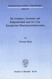 book Die Gedanken-, Gewissens- und Religionsfreiheit nach Art. 9 der Europäischen Menschenrechtskonvention