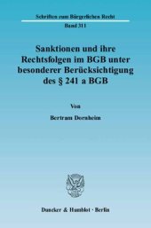 book Sanktionen und ihre Rechtsfolgen im BGB unter besonderer Berücksichtigung des § 241 a BGB