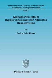 book Kapitalmarktrechtliche Regulierungskonzepte für Alternative Handelssysteme