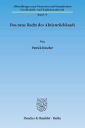 book Das neue Recht des Aktienrückkaufs