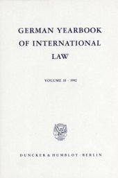 book German Yearbook of International Law / Jahrbuch für Internationales Recht: Vol. 35 (1992)