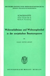 book Wohnverhältnisse und Wohnungsbedarf in der sowjetischen Besatzungszone