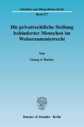 book Die privatrechtliche Stellung behinderter Menschen im Wohnraummietrecht