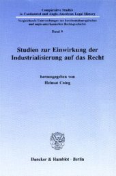 book Studien zur Einwirkung der Industrialisierung auf das Recht