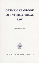 book German Yearbook of International Law / Jahrbuch für Internationales Recht: Vol. 43 (2000)