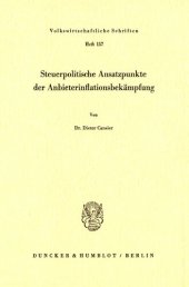 book Steuerpolitische Ansatzpunkte der Anbieterinflationsbekämpfung