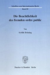 book Die Beachtlichkeit des fremden ordre public